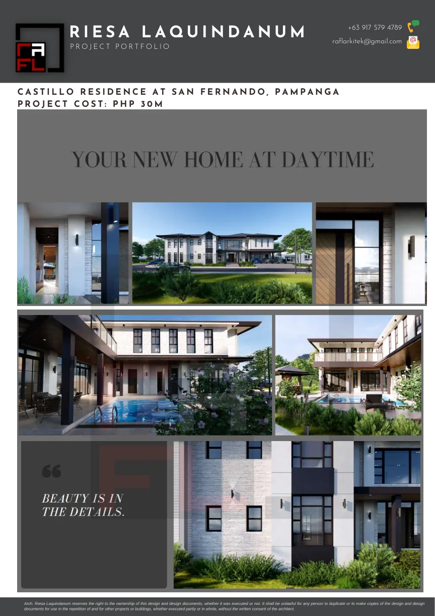 Portfolio board for Castillo Residence