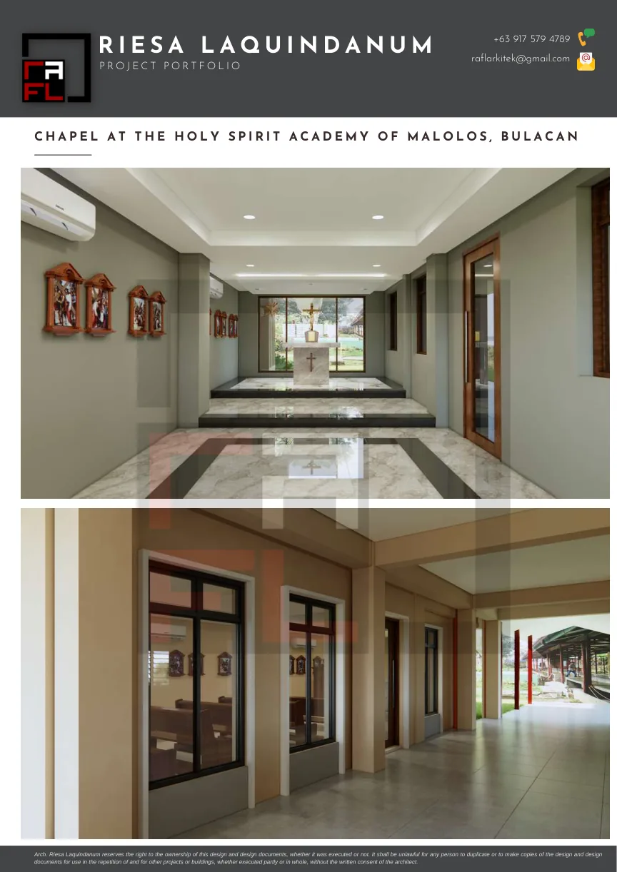 Portfolio board for Holy Spirit Academy Chapel