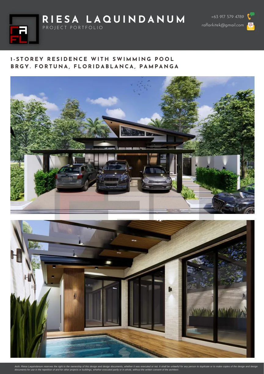 Portfolio board for Residence with Swimming Pool